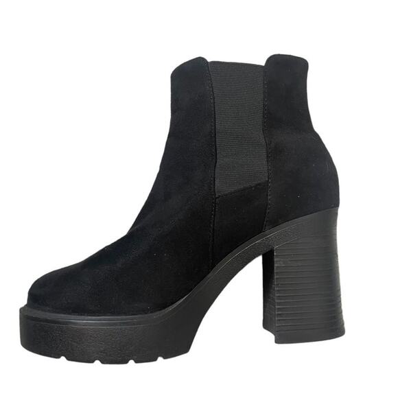 SODA brand boots chunky heel black suede Y2K thick sole and block square SZ 7.5 - Picture 1 of 7